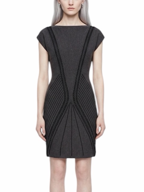 Max Studio Charcoal Gray Sculpted Knit Midi Dress/Ptp 19/Excellent /Quiet Luxury